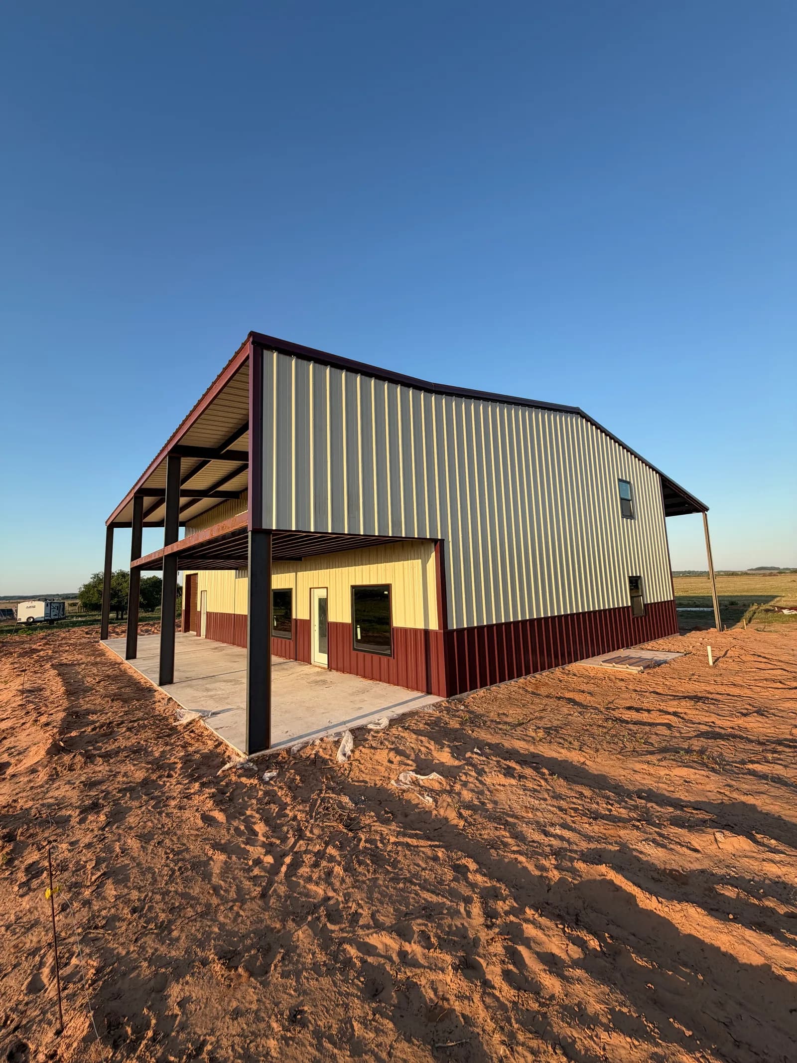 Vernon 40' x 66' Barndominium-Shop — steel framing going up in Vernon, TX