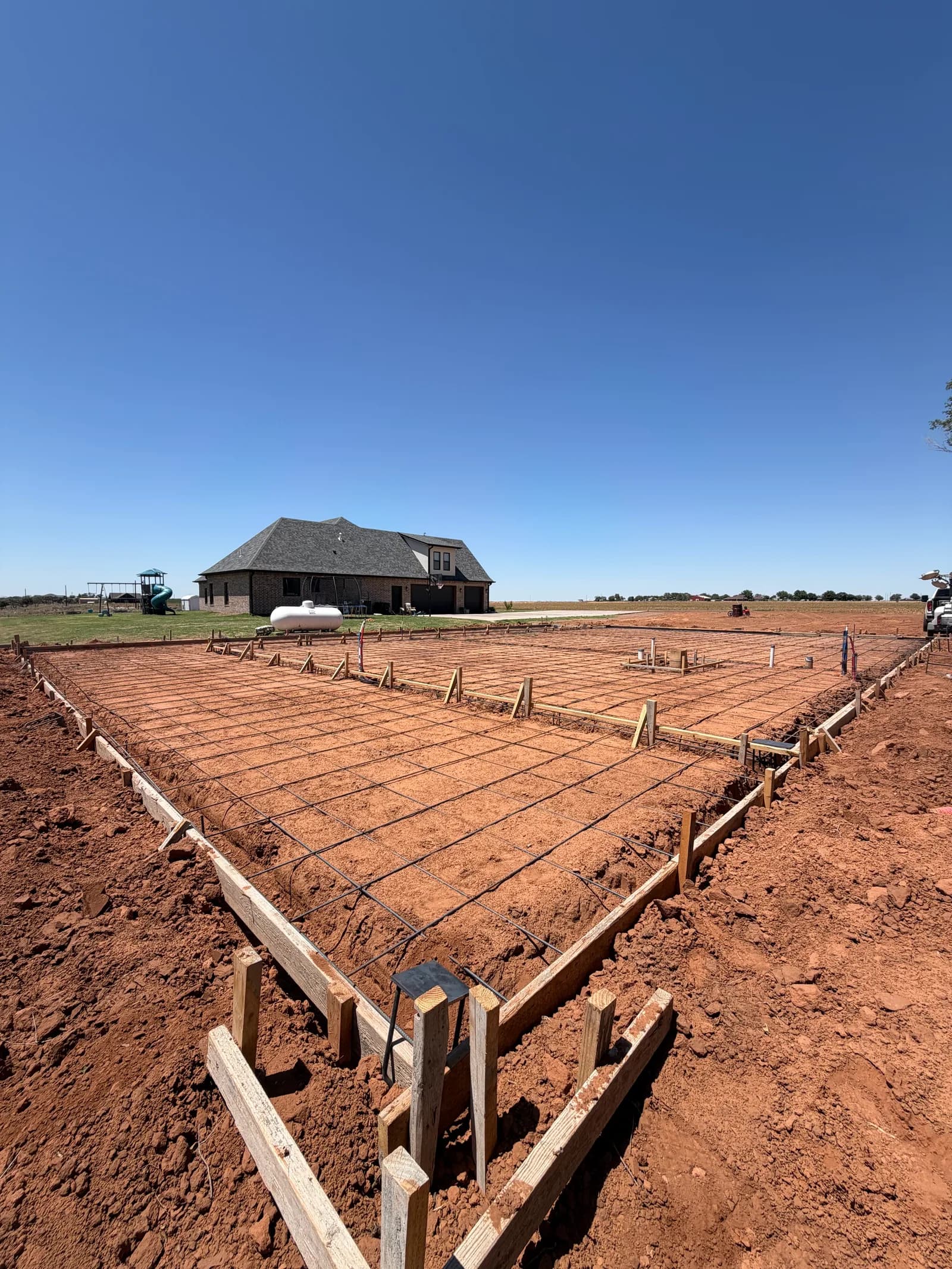 Concrete foundation pouring process