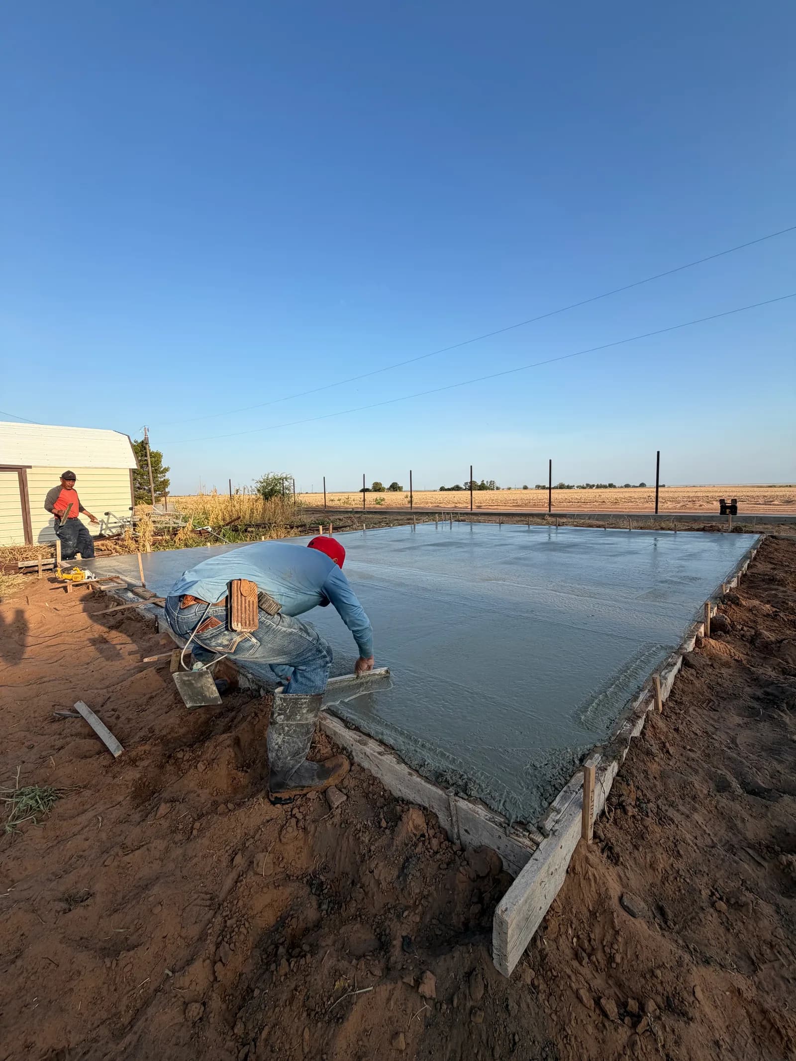 Vernon 24' x 30' Metal Building Foundation — slab pour in progress in Vernon, TX