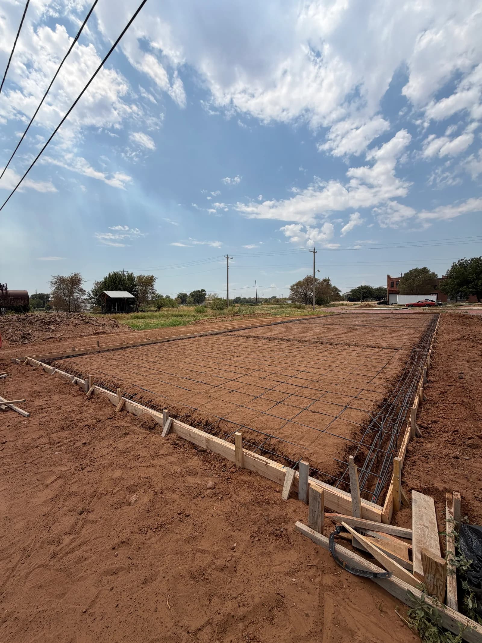 Childress 30' x 100' Storage Building Foundation — reinforcement layout across the pad in Childress, TX