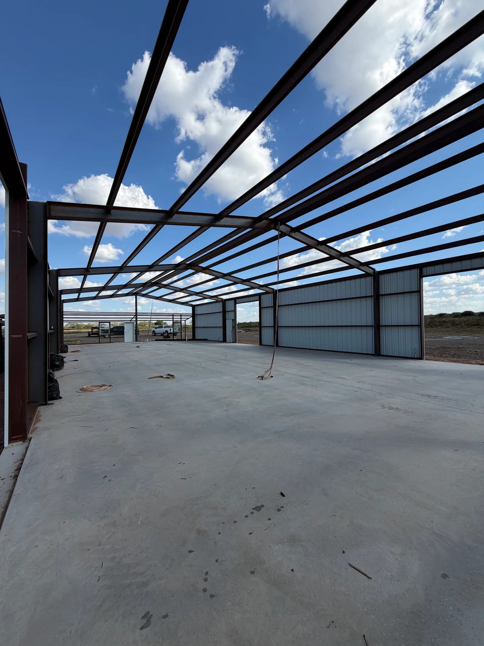 Chillicothe 45' x 100' Metal Building — steel framing going up in Chillicothe, TX