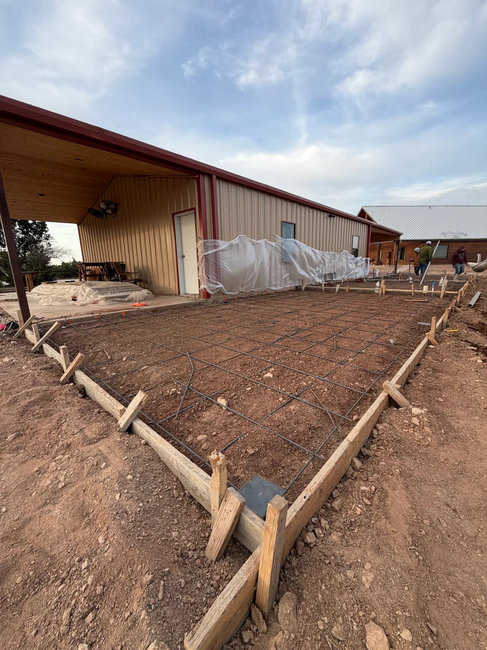 Quanah Metal Building Addition Foundation — forming and rebar to the building footprint in Quanah, TX