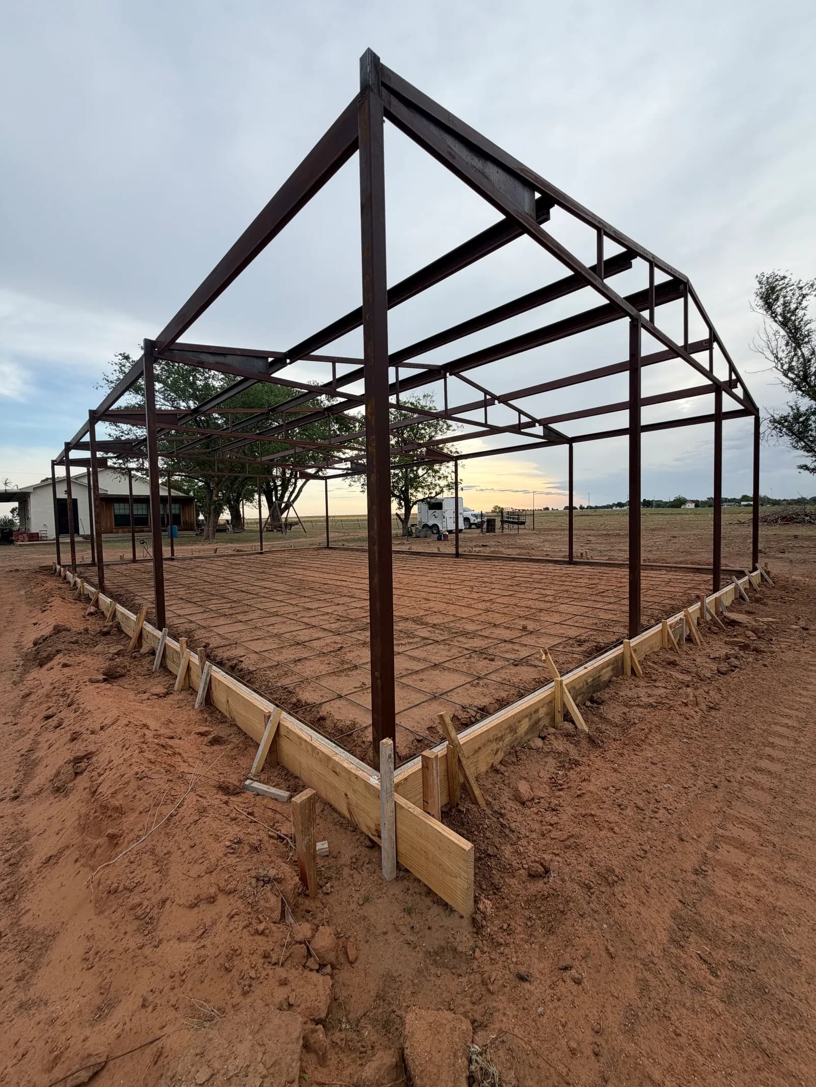 Childress Metal Building Foundation — forming and rebar to the building footprint in Childress, TX